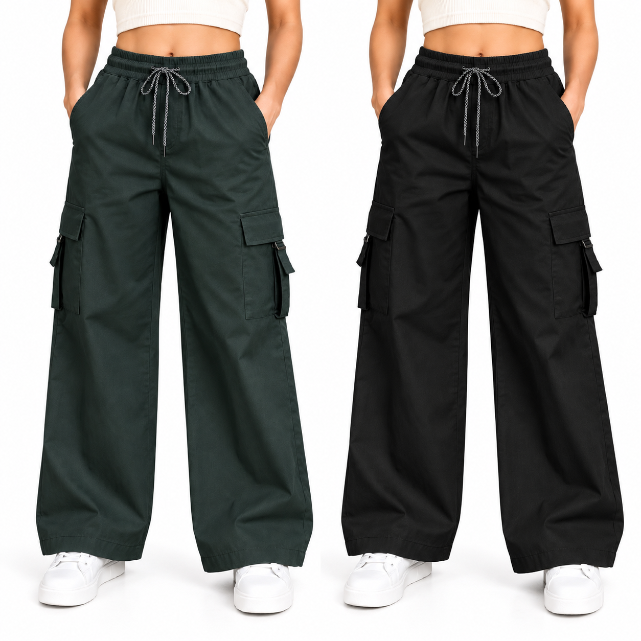 A n' e Combo olive Grey and  Black women Cargo Pants XXL