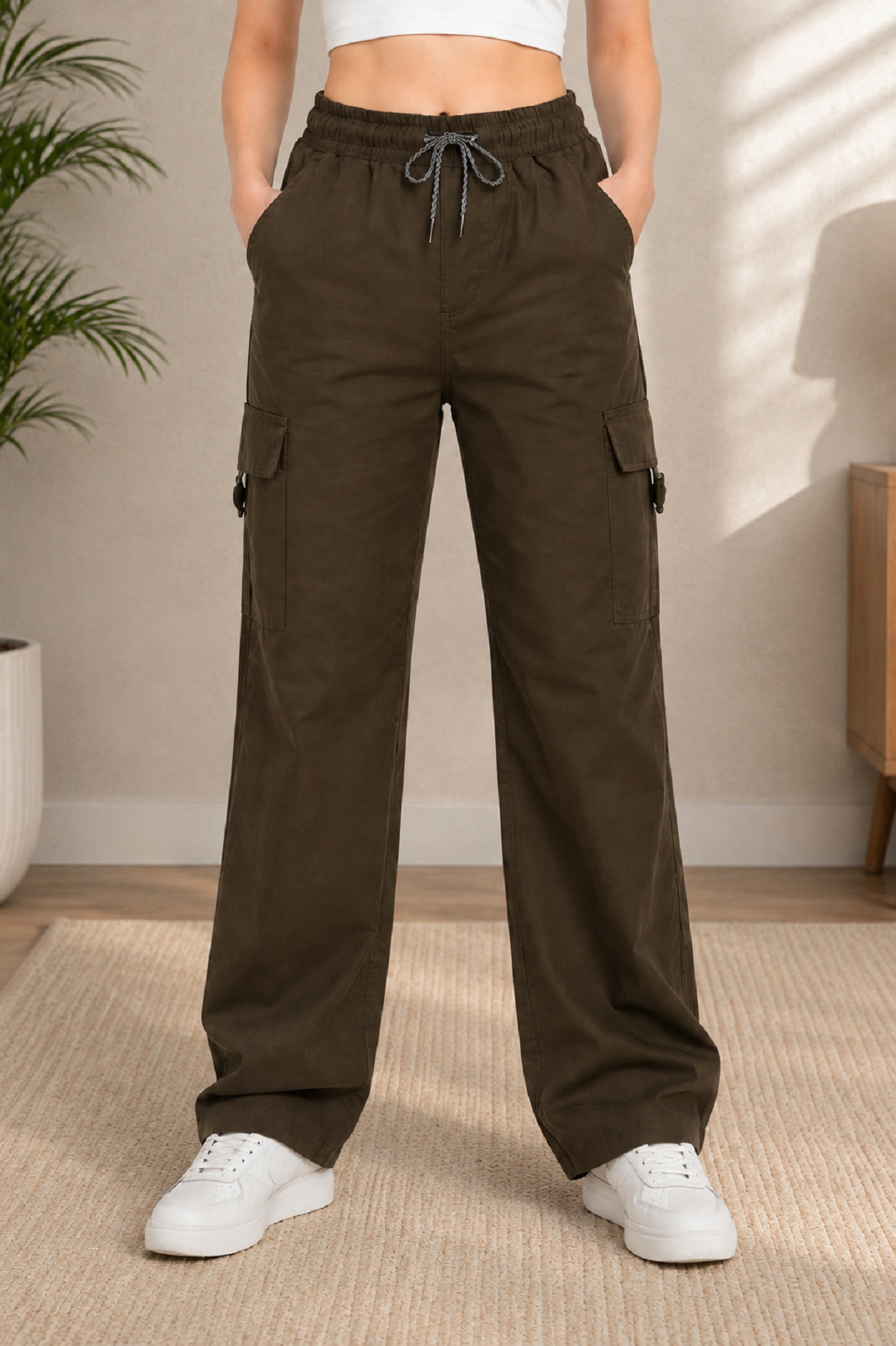A n 'e Cotton chocolate women brown Cargo pant