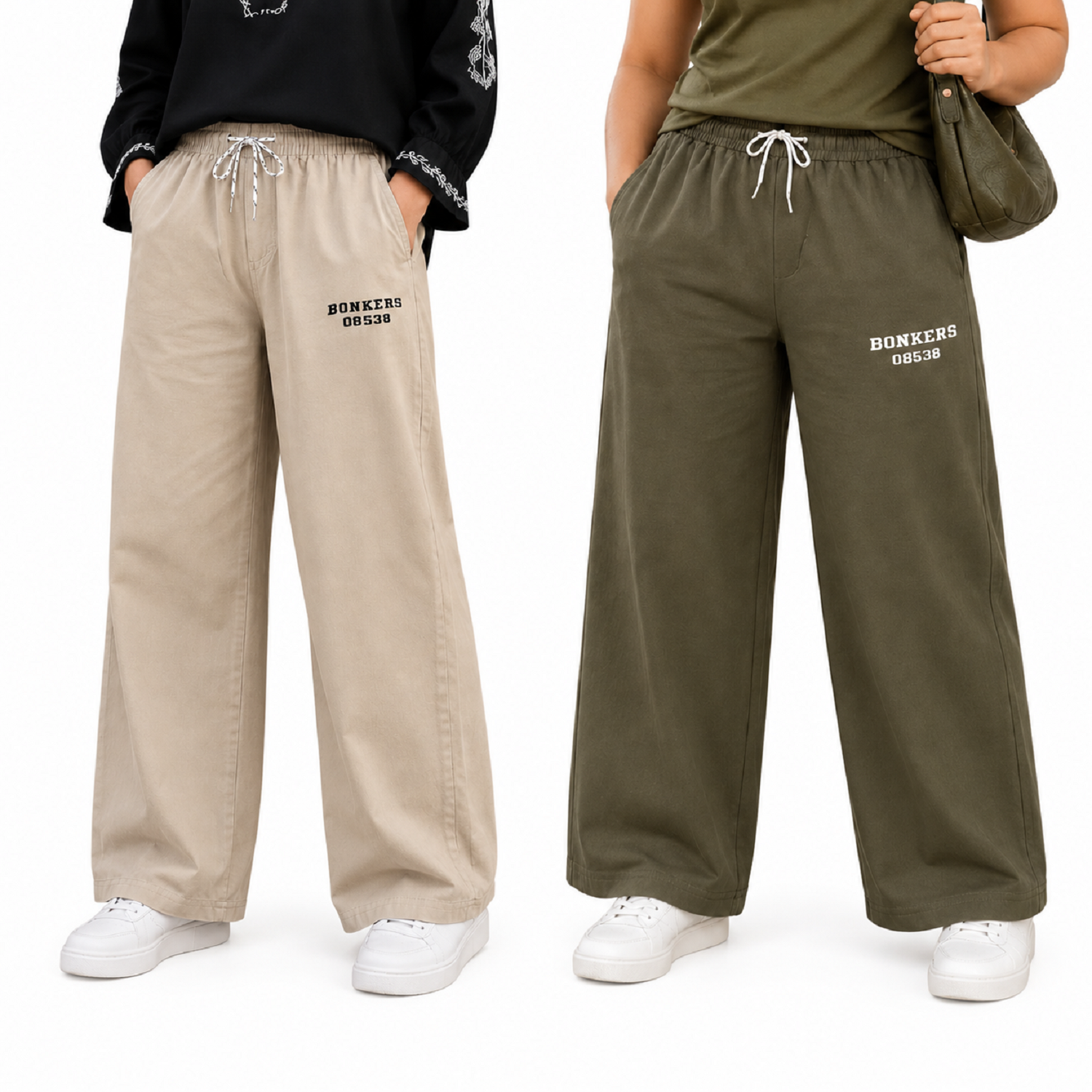 A n' e combo Beige and Olive women BONKERS Pants Comparison XXL