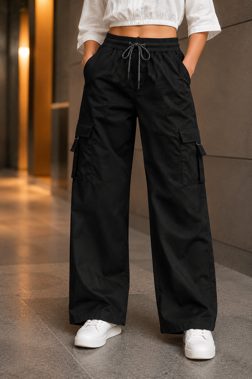 A n' e Women Wide Leg Cargo Pant
