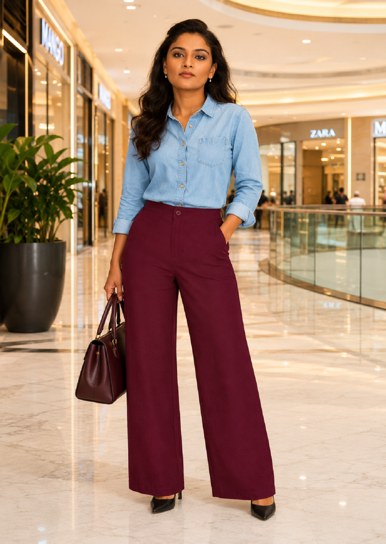 A n' e Mahogany  women Flare corporate pants