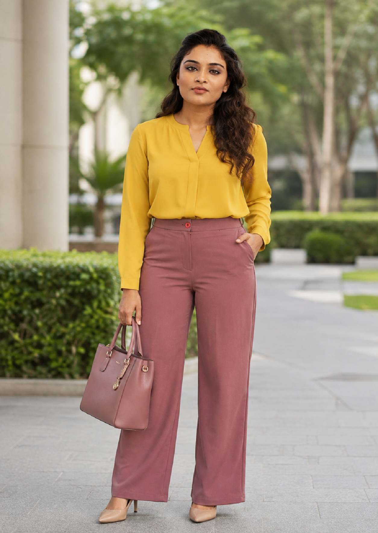 A n' e Pink Flare  women corporate pants