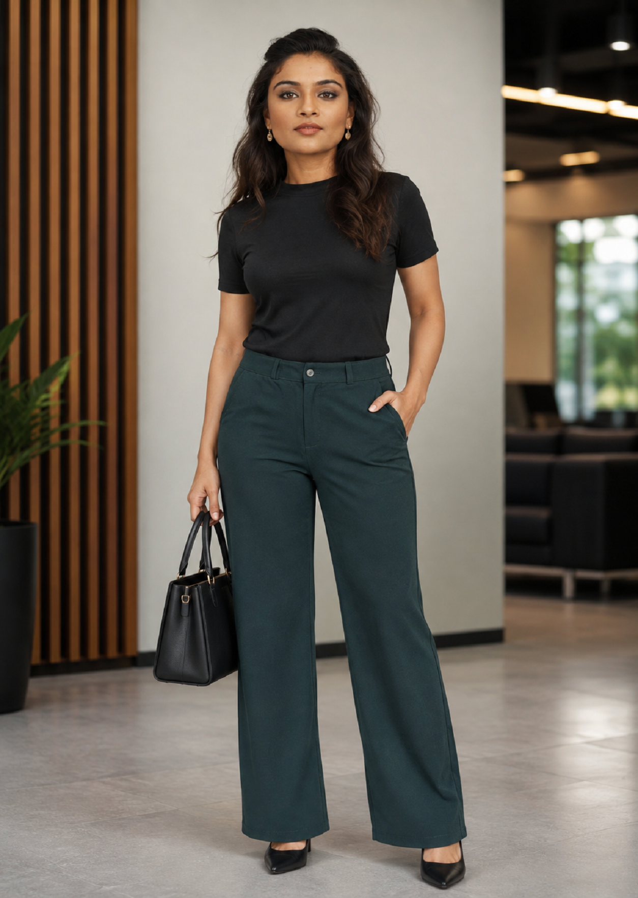 A n' e PETROL GREEN women Flare corporate pants